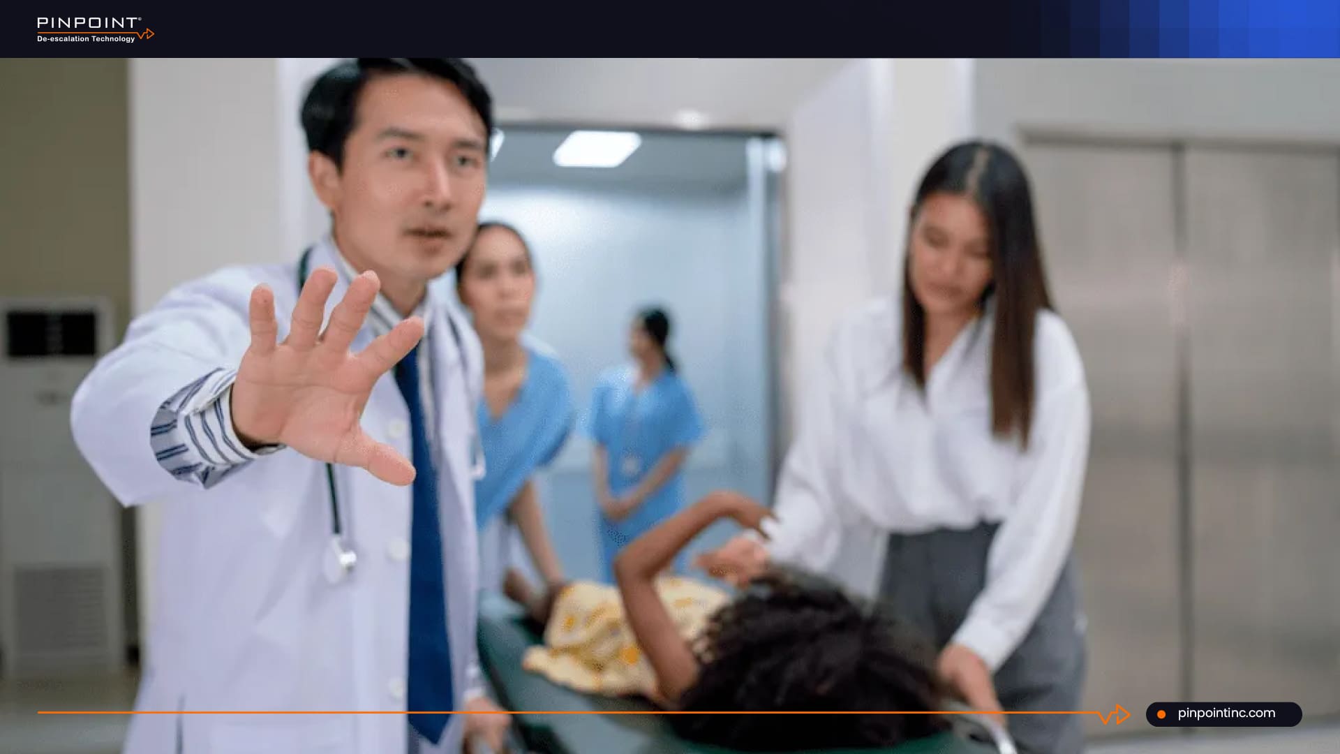 Doctor and care team responding to a healthcare incident to prevent workplace violence in nursing