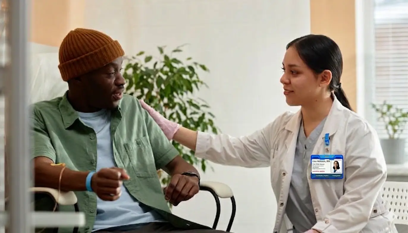 nurses de-escalating an agitated patient