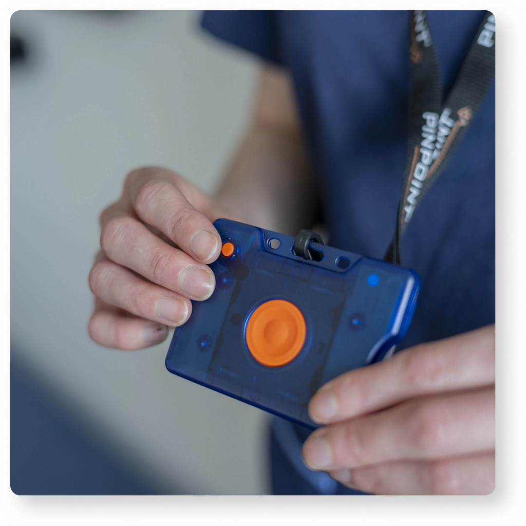 pinpoint wearable panic alarm badge